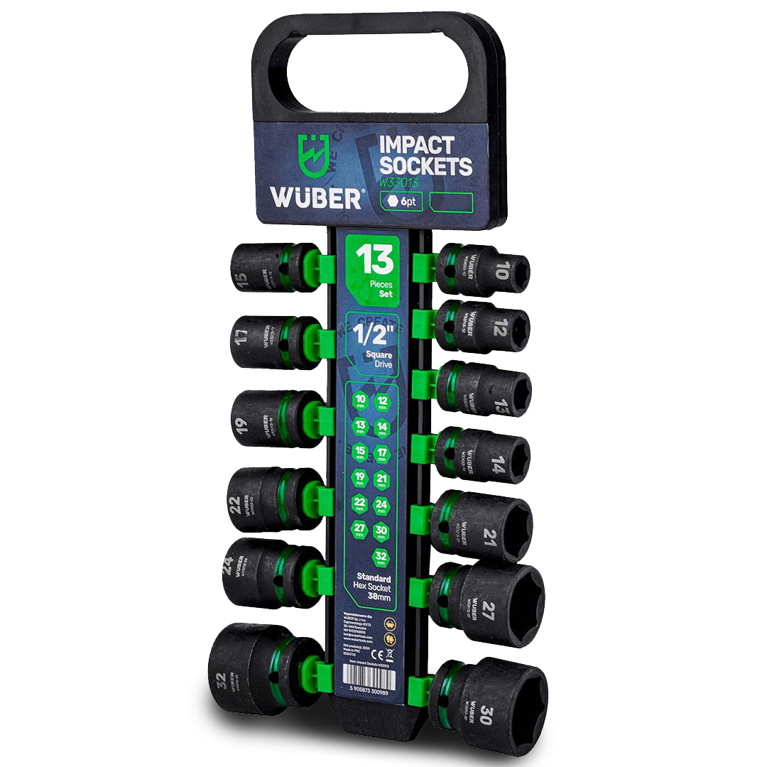 Zestaw nasadek udarowych 13 sztuk 1/2" 6-kątne WUBER