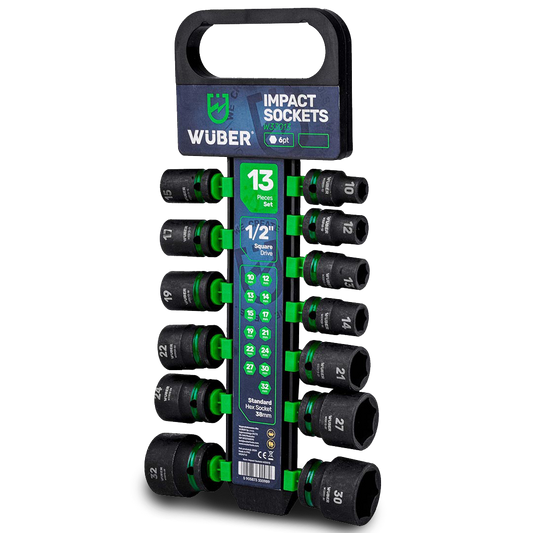 Zestaw nasadek udarowych 13 sztuk 1/2" 6-kątne WUBER