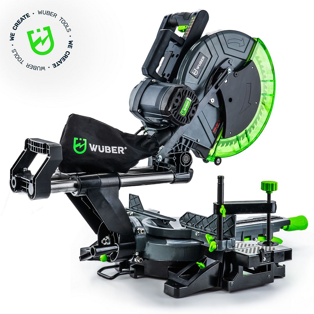 Ukośnica z posuwem do drewna z laserem i tarczą 305 mm WUBER