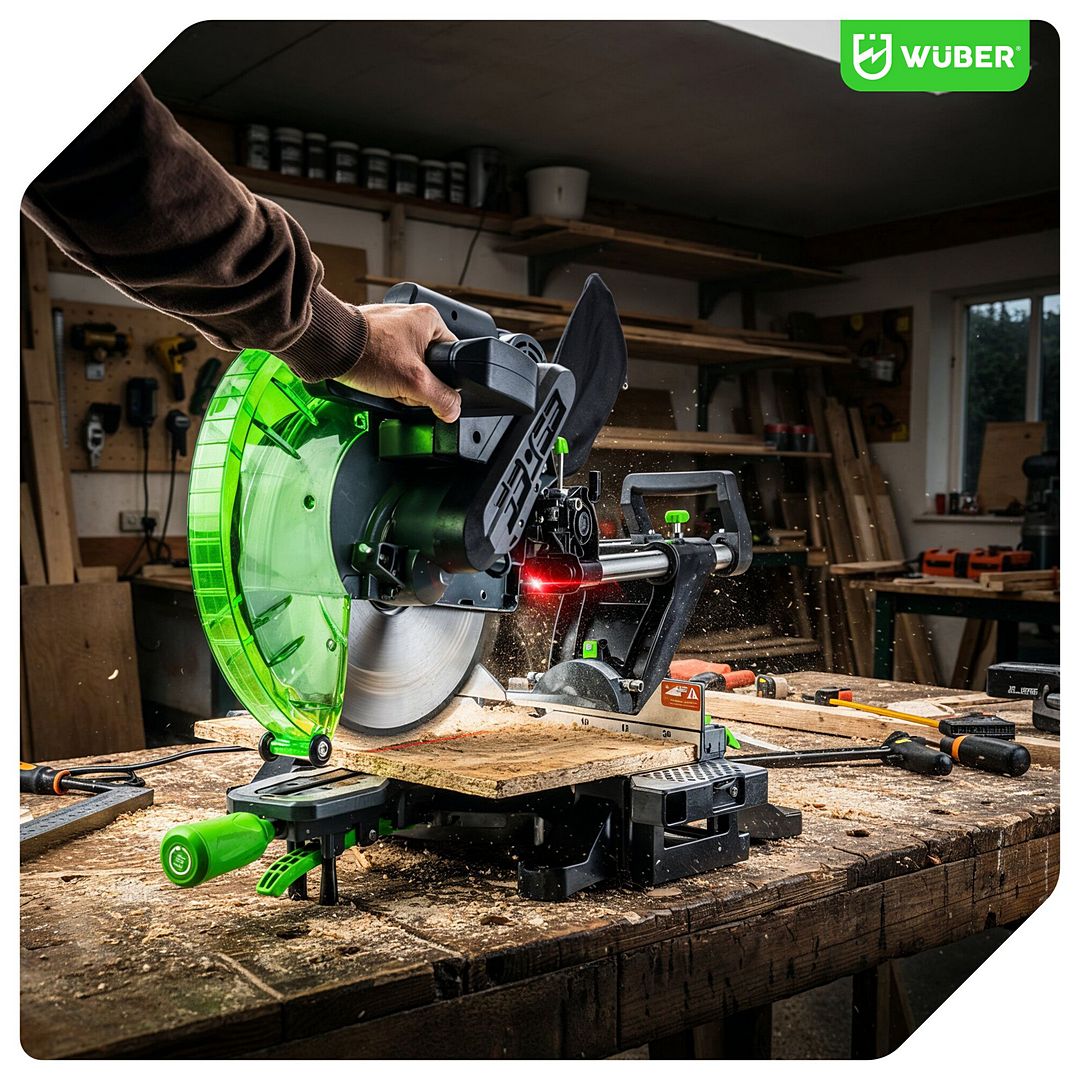 Ukośnica z posuwem do drewna z laserem i tarczą 305 mm WUBER