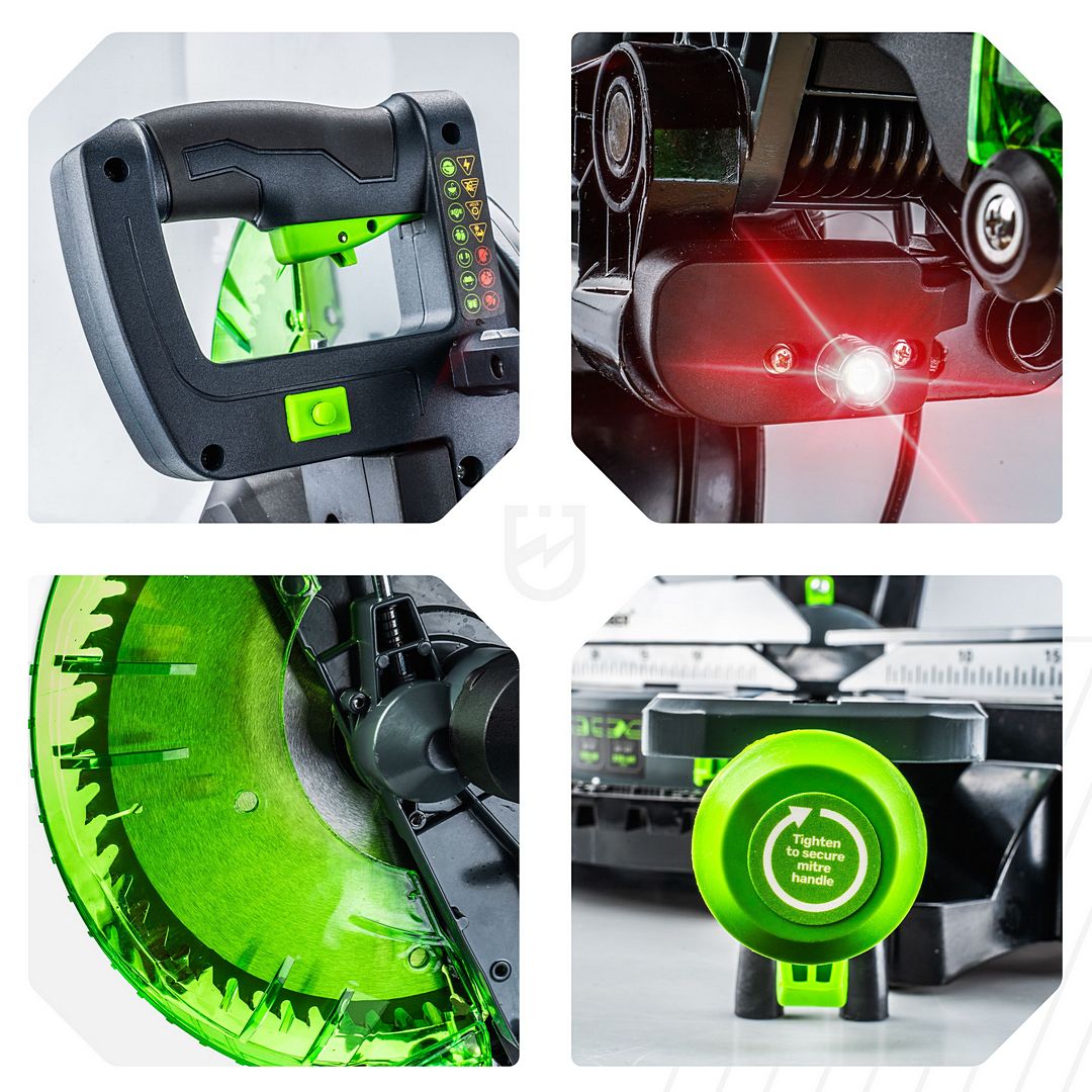 Ukośnica z posuwem do drewna z laserem i tarczą 305 mm WUBER