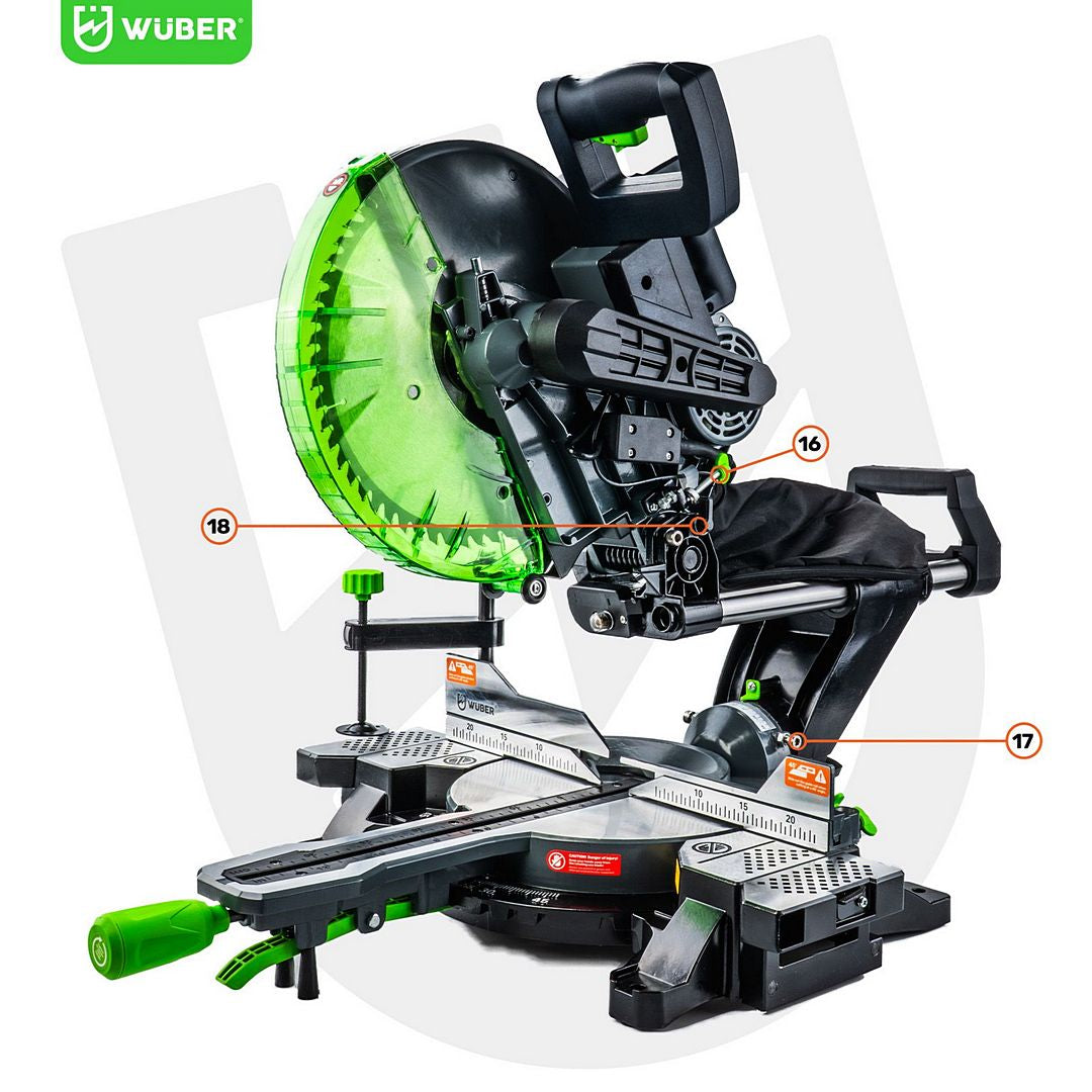 Ukośnica z posuwem do drewna z laserem i tarczą 305 mm WUBER