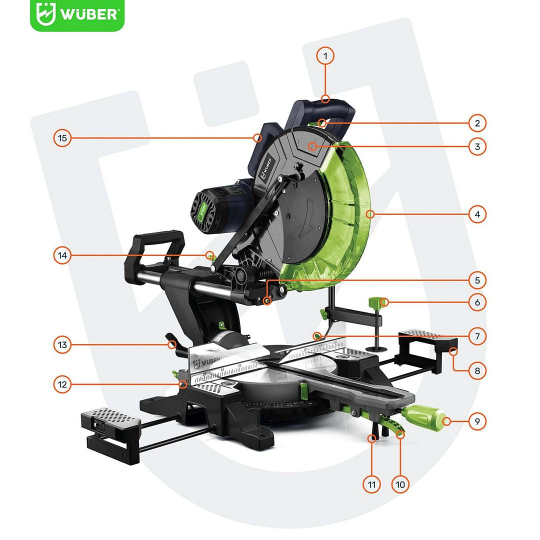 Ukośnica z posuwem do drewna z laserem i tarczą 305 mm WUBER