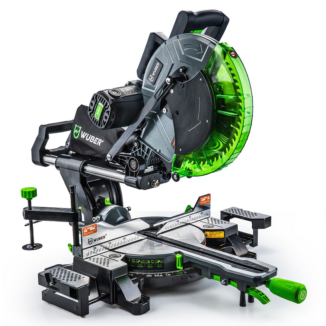 Ukośnica z posuwem do drewna z laserem i tarczą 305 mm WUBER