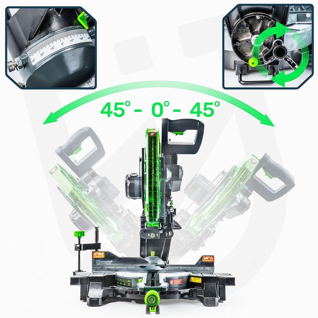 Ukośnica z posuwem do drewna z laserem i tarczą 305 mm WUBER