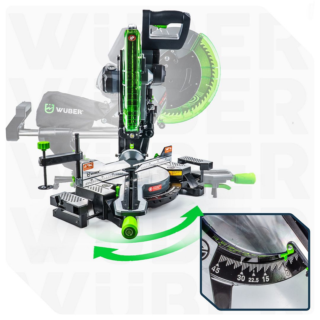 Ukośnica z posuwem do drewna z laserem i tarczą 305 mm WUBER