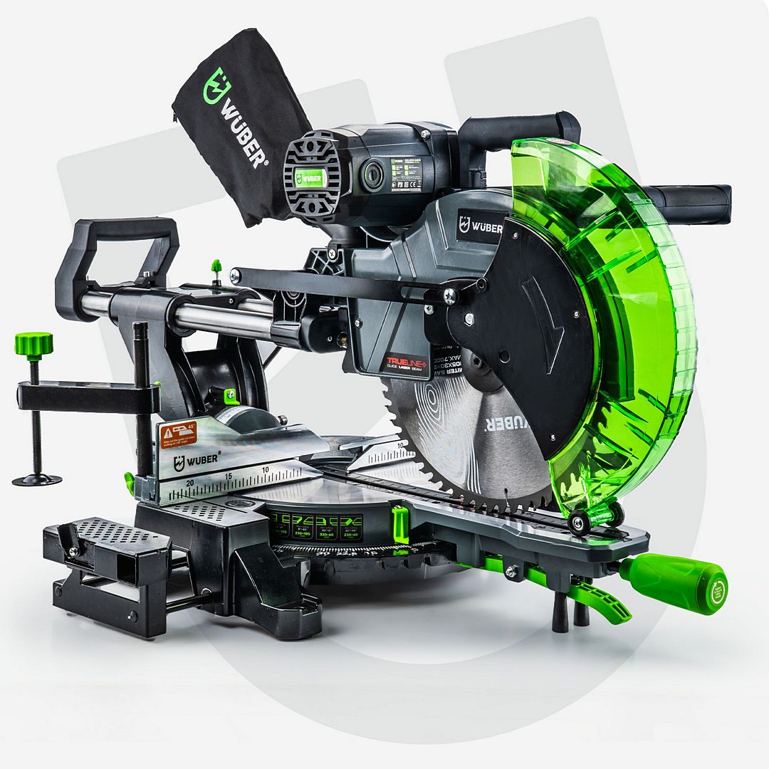 Ukośnica z posuwem do drewna z laserem i tarczą 305 mm WUBER