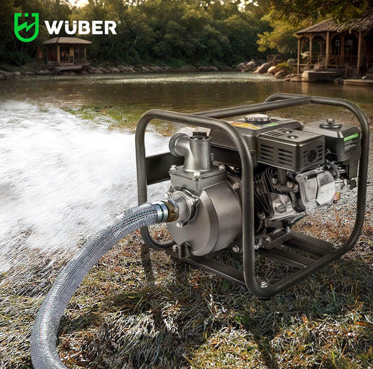 Motopompa spalinowa 7 KM 2" +wąż ssawny, strażacki i prądownica WUBER