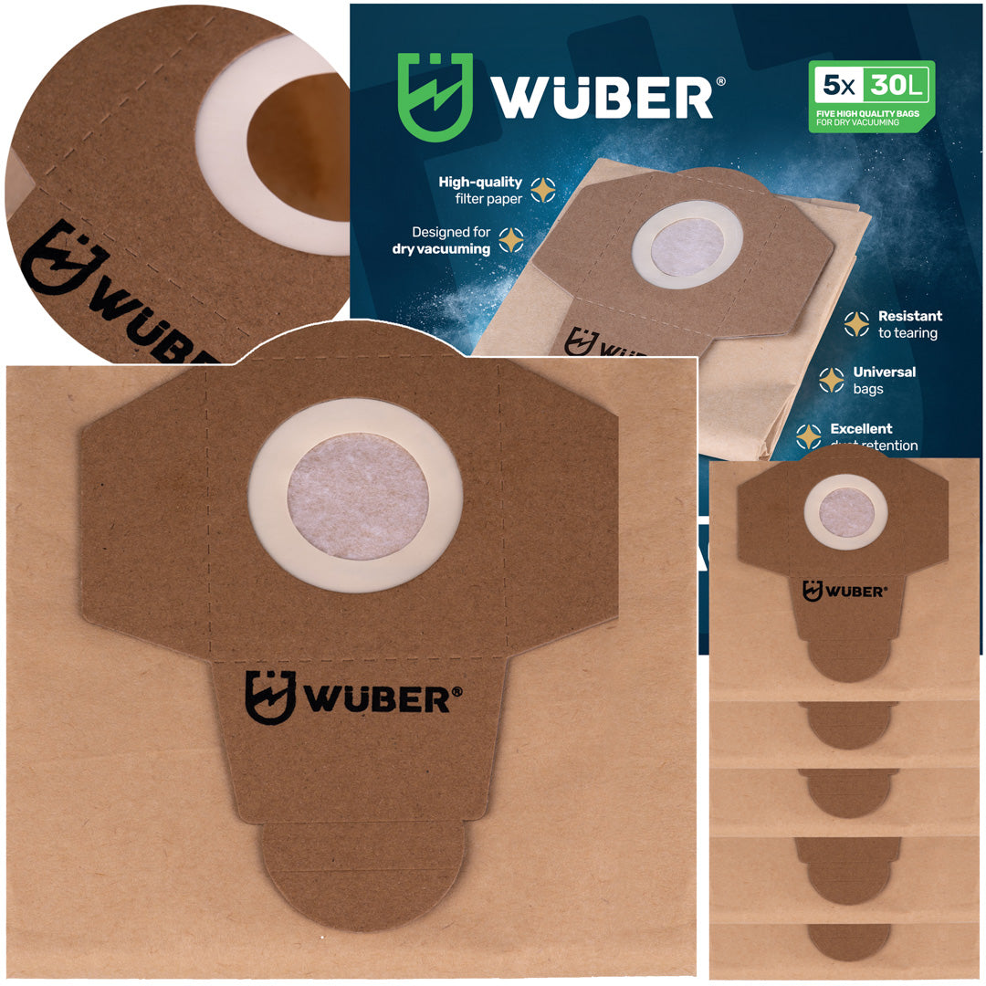 5x Worki do odkurzacza przemysłowego 30 l WUBER