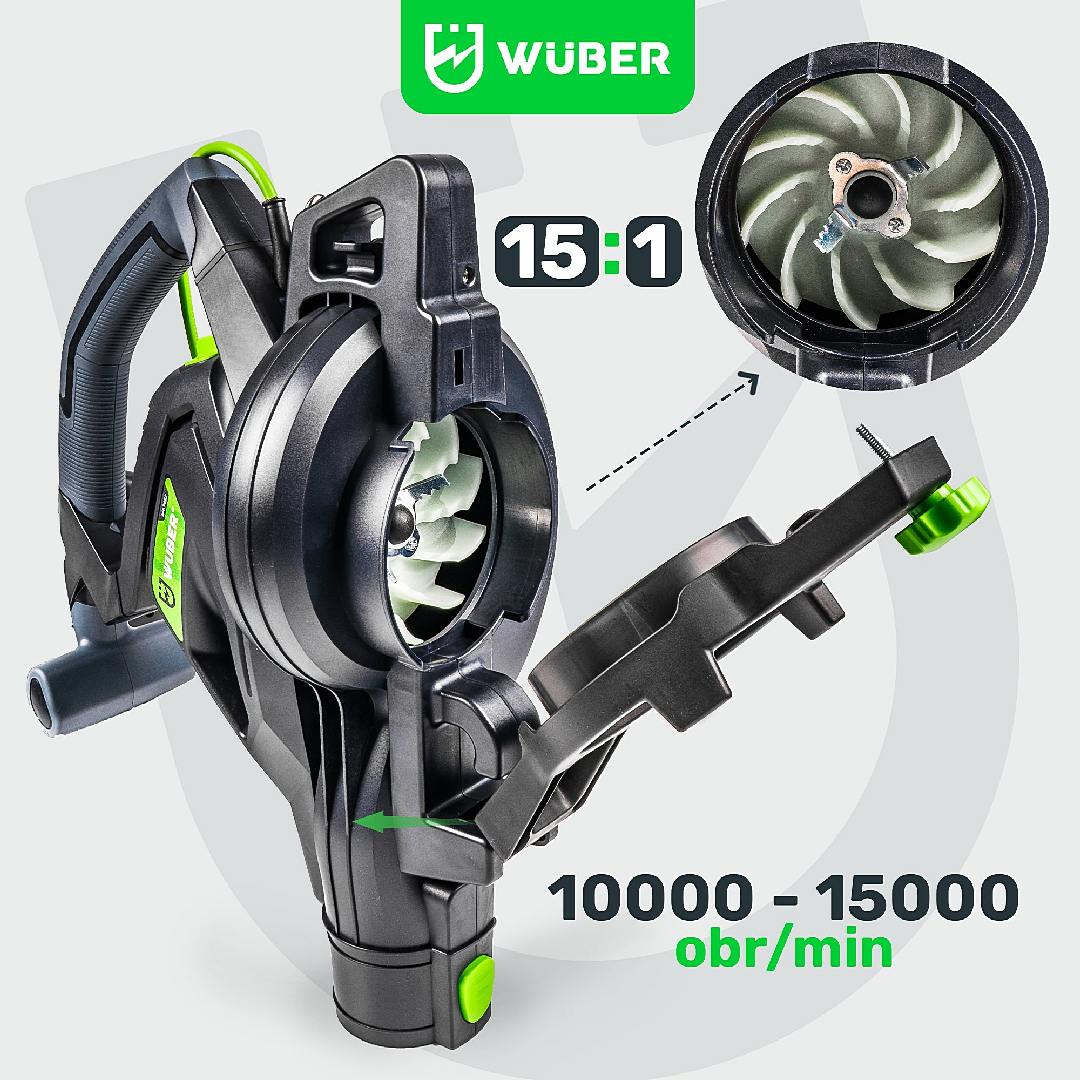 Dmuchawa do liści elektryczna 3000 W z rozdrabniaczem 15:1 WUBER