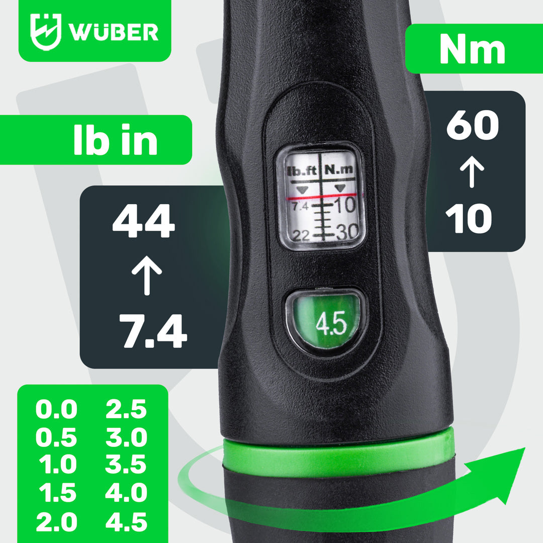 Klucz dynamometryczny 1/2" 10-60 Nm 72 zęby WUBER