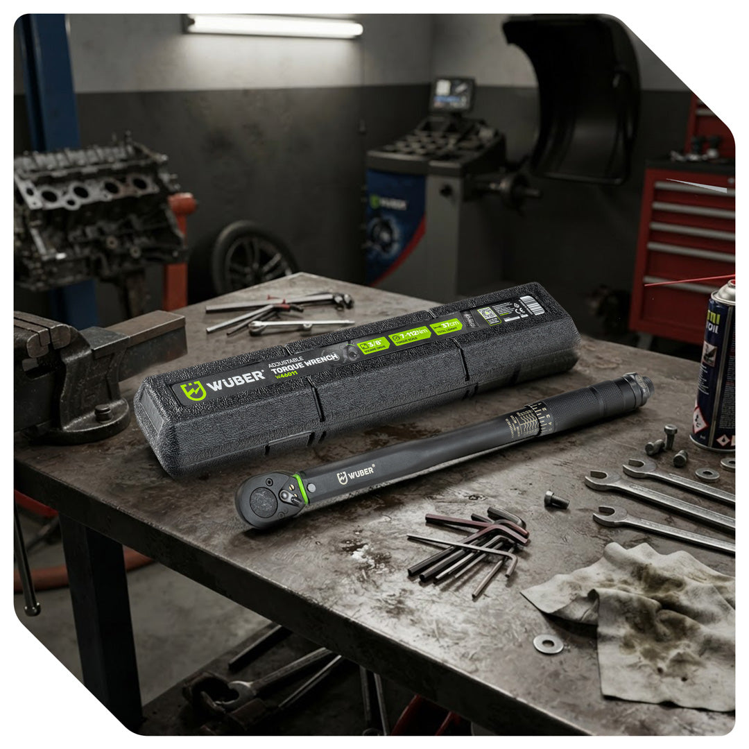 Klucz dynamometryczny 7-112 Nm z blokadą 3/8" +walizka WUBER