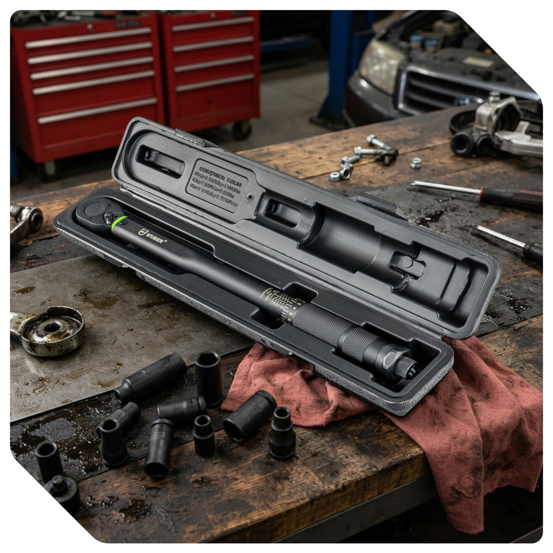 Klucz dynamometryczny 7-112 Nm z blokadą 3/8" +walizka WUBER