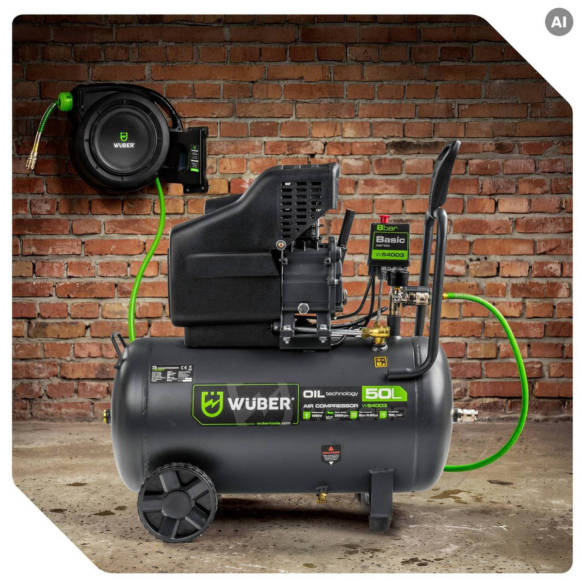 Kompresor olejowy 8 bar 50 l 1500 W WUBER