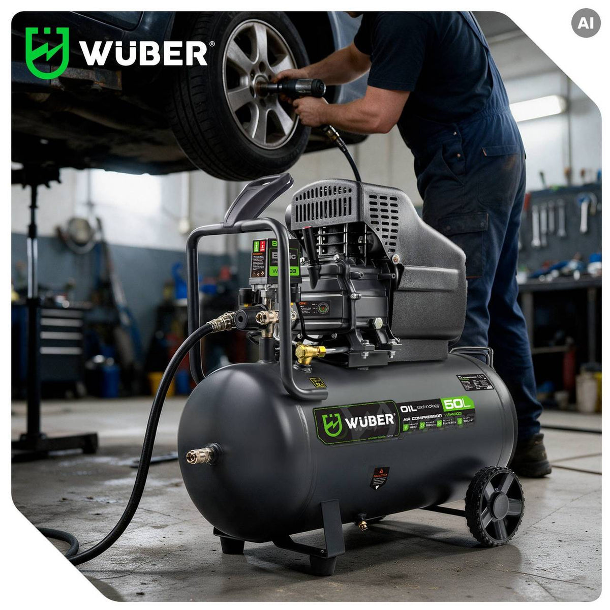 Kompresor olejowy 8 bar 50 l 1500 W WUBER