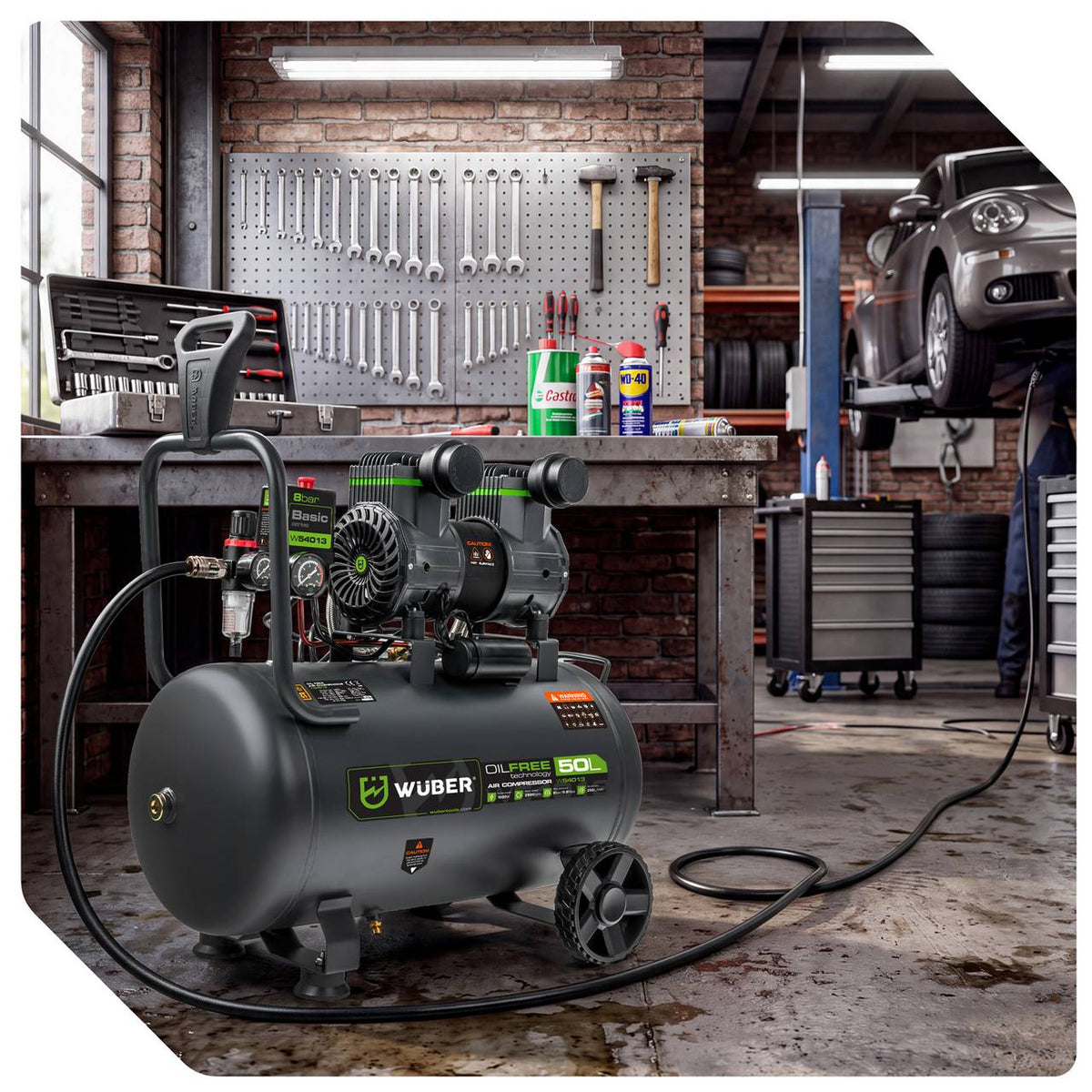 Kompresor bezolejowy 8 bar 50 l 1500 W WUBER