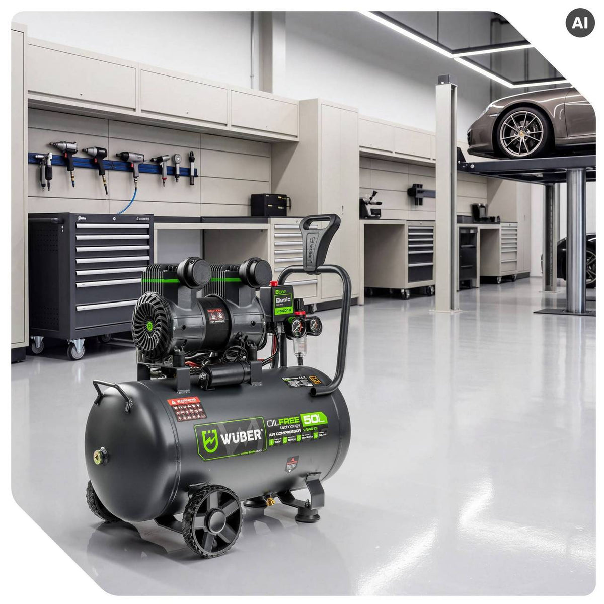 Kompresor bezolejowy 8 bar 50 l 1500 W WUBER