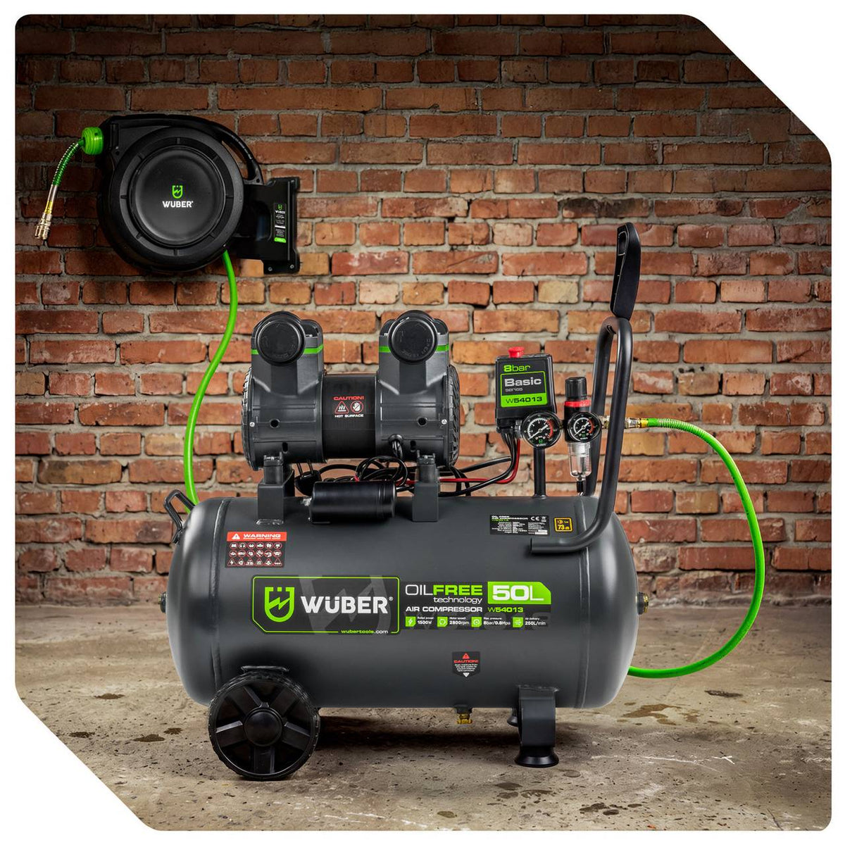 Kompresor bezolejowy 8 bar 50 l 1500 W WUBER