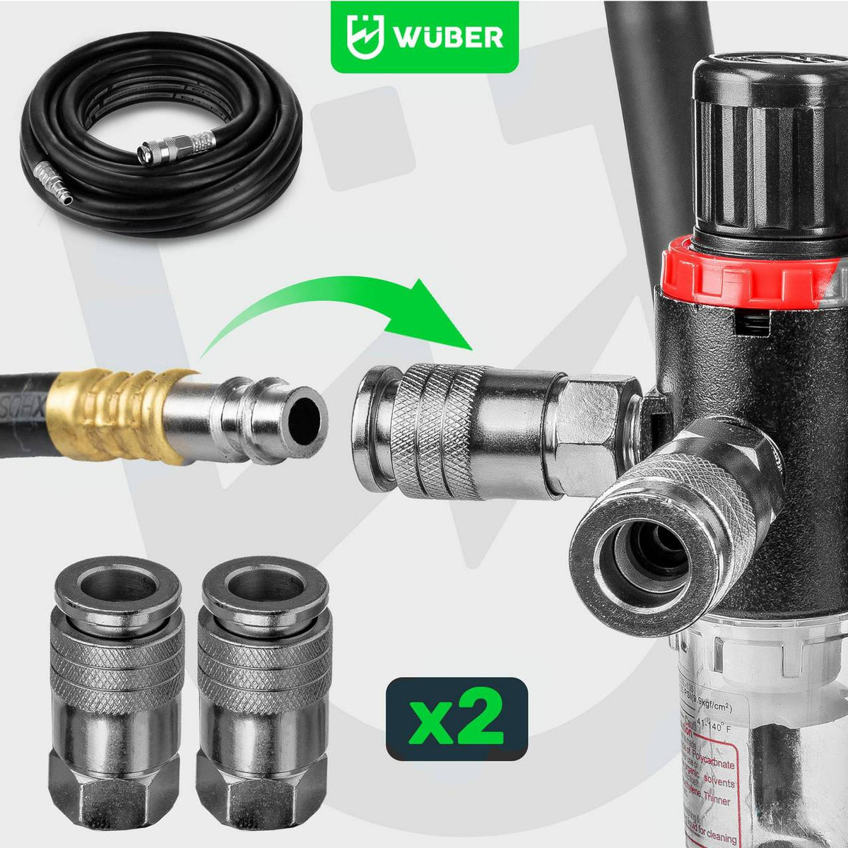 Kompresor bezolejowy 8 bar 50 l 1500 W WUBER