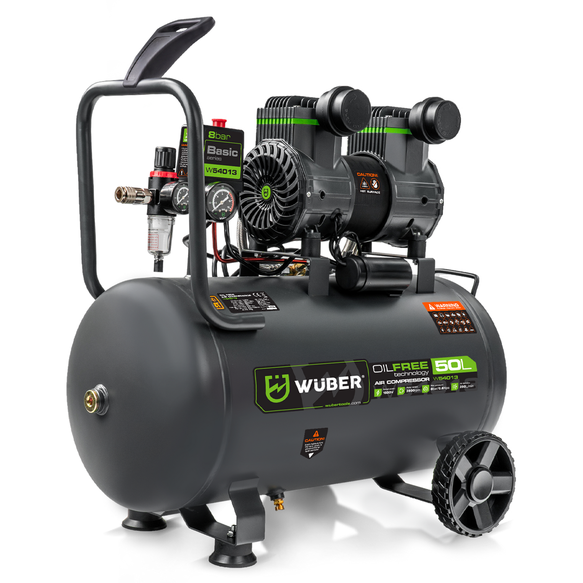 Kompresor bezolejowy 8 bar 50 l 1500 W WUBER