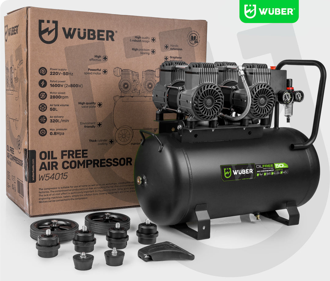 Kompresor bezolejowy 50 l 1600 W 4 cylindry WUBER