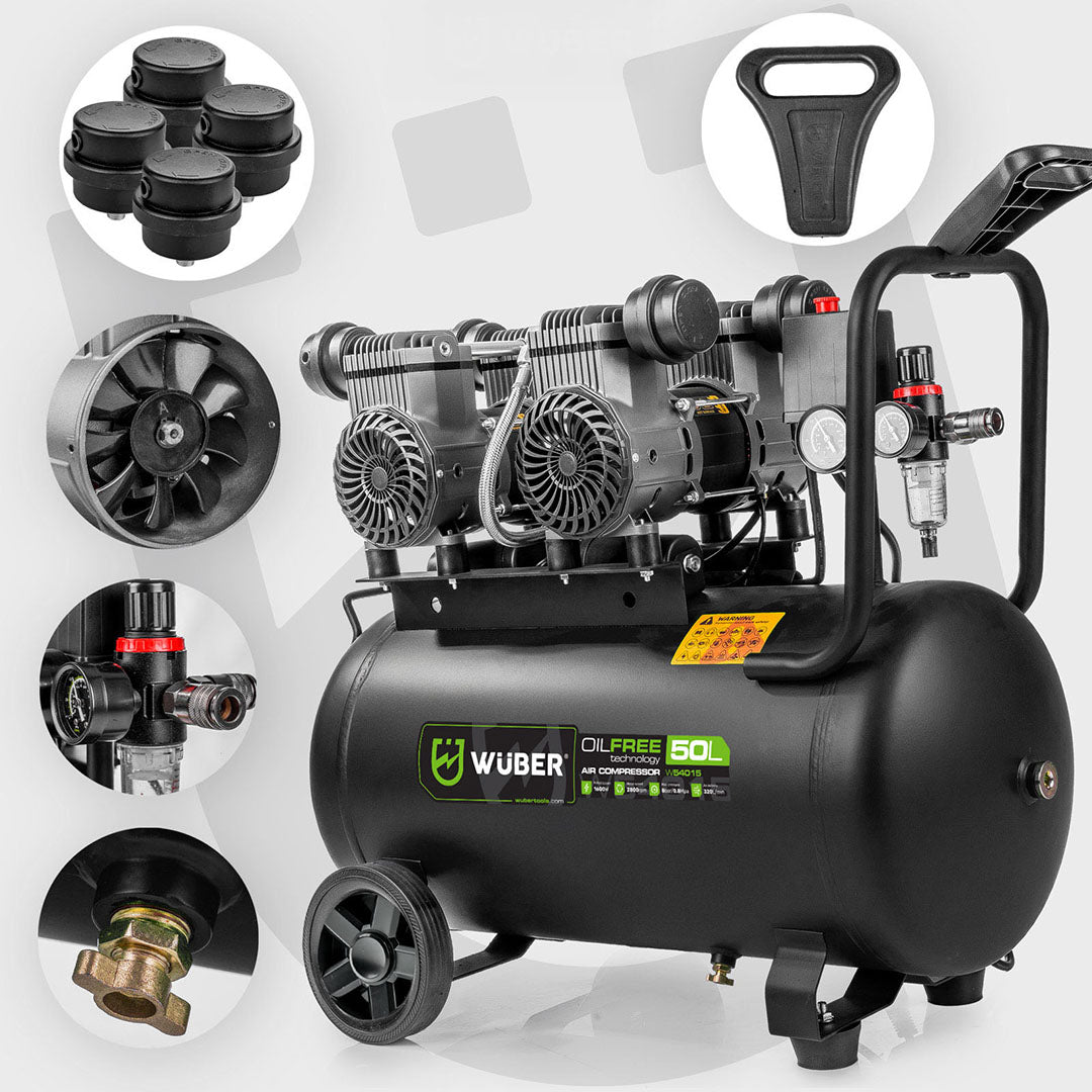 Kompresor bezolejowy 50 l 1600 W 4 cylindry WUBER