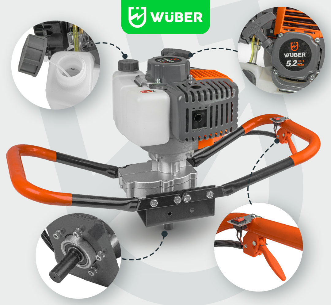 Silnik do wiertnicy spalinowej 5,2 KM +przedłużka WUBER