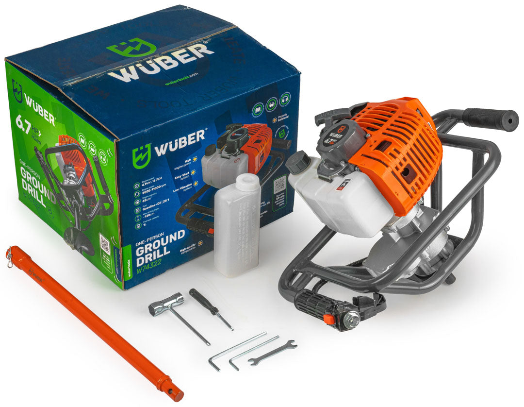 Spalinowa wiertnica glebowa 6,7 KM +3 wiertła i przedłużka WUBER