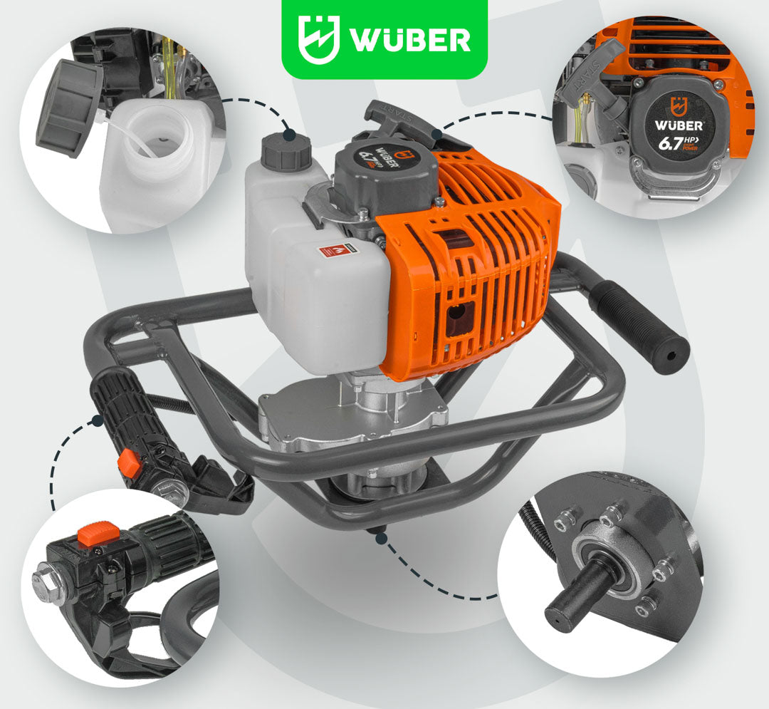 Spalinowa wiertnica glebowa 6,7 KM +3 wiertła i przedłużka WUBER