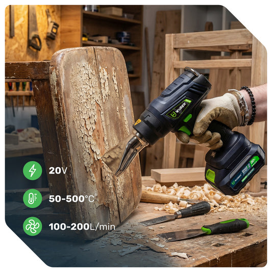 Opalarka akumulatorowa Share+ System 20 V LCD +5 wymiennych dysz WUBER