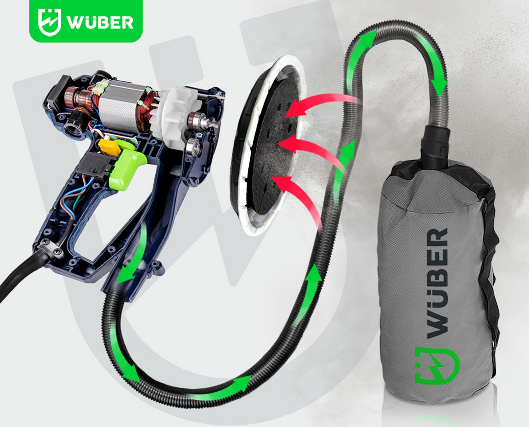 Szlifierka do gipsu gładzi 800W 180mm +15 papierów + taśma LED